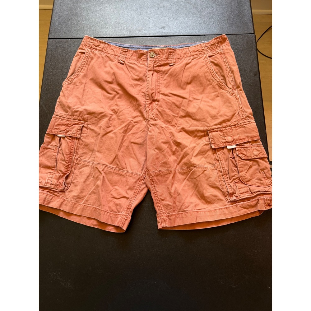 American Rag Mens Cargo Shorts Orange Coral Cotton Canvas W38 L11 Utility Casual